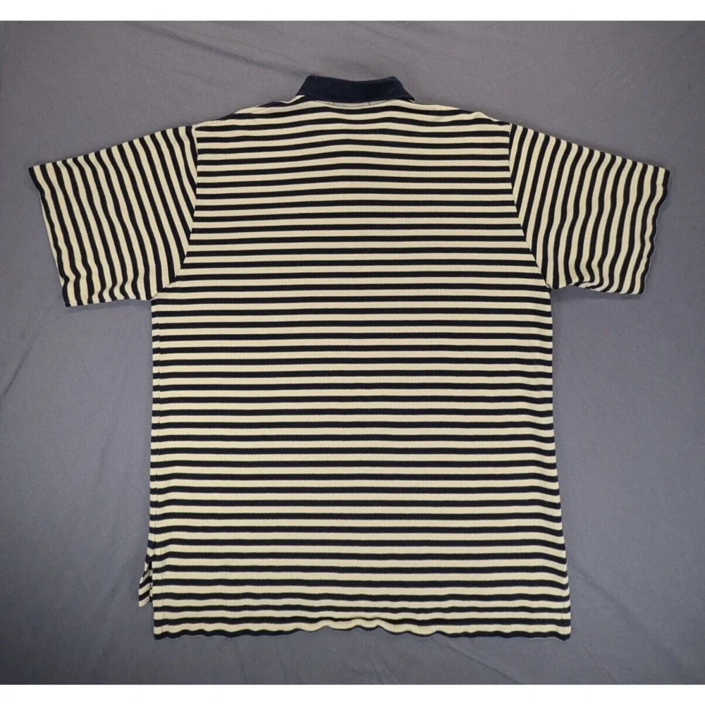 Polo Ralph Lauren Polo Shirt Mens XL Yellow Blue Striped VTG Crown Patch